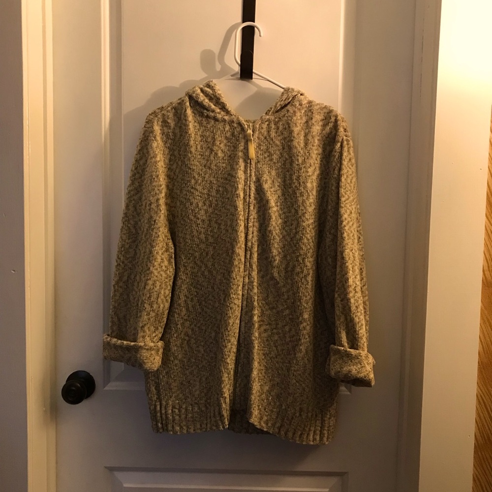 White Stag Front Zip Hooded Sweater ~ Brown / Tan ~ Size 18W / 20W